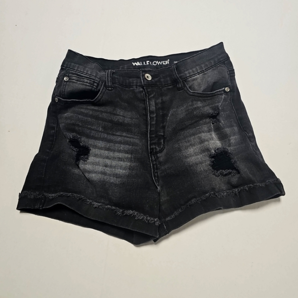 Wallflower Girl Torn Black Jean Shorts, Size 9